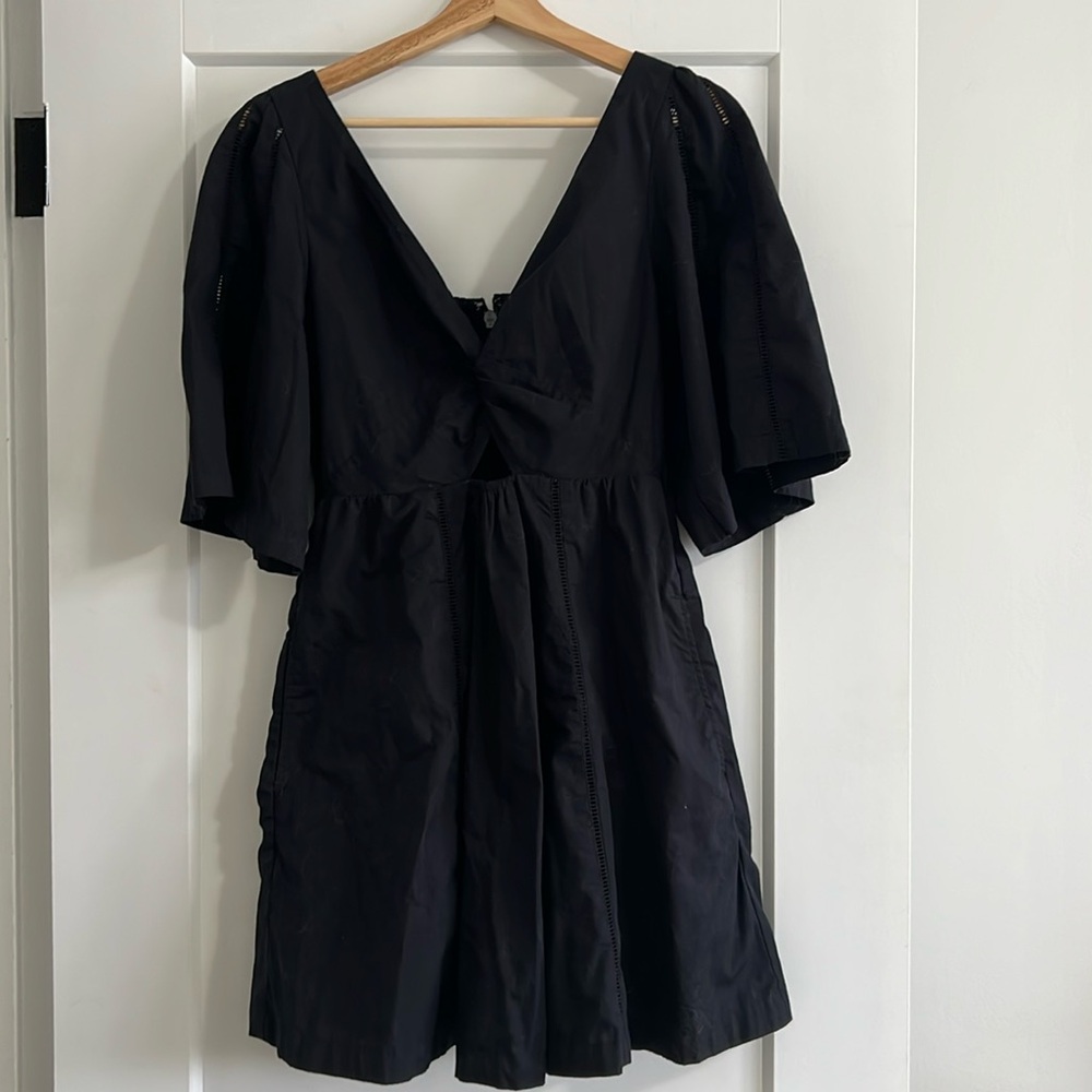 Black cotton twist front dress